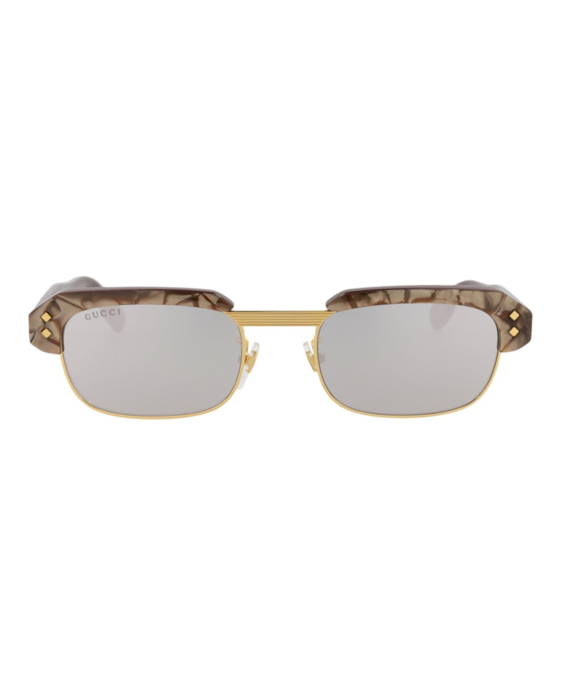 Gucci Square-Frame Recycled Acetate Sunglasses Brown/Brown/Silver (GG1480S-30014510-002)