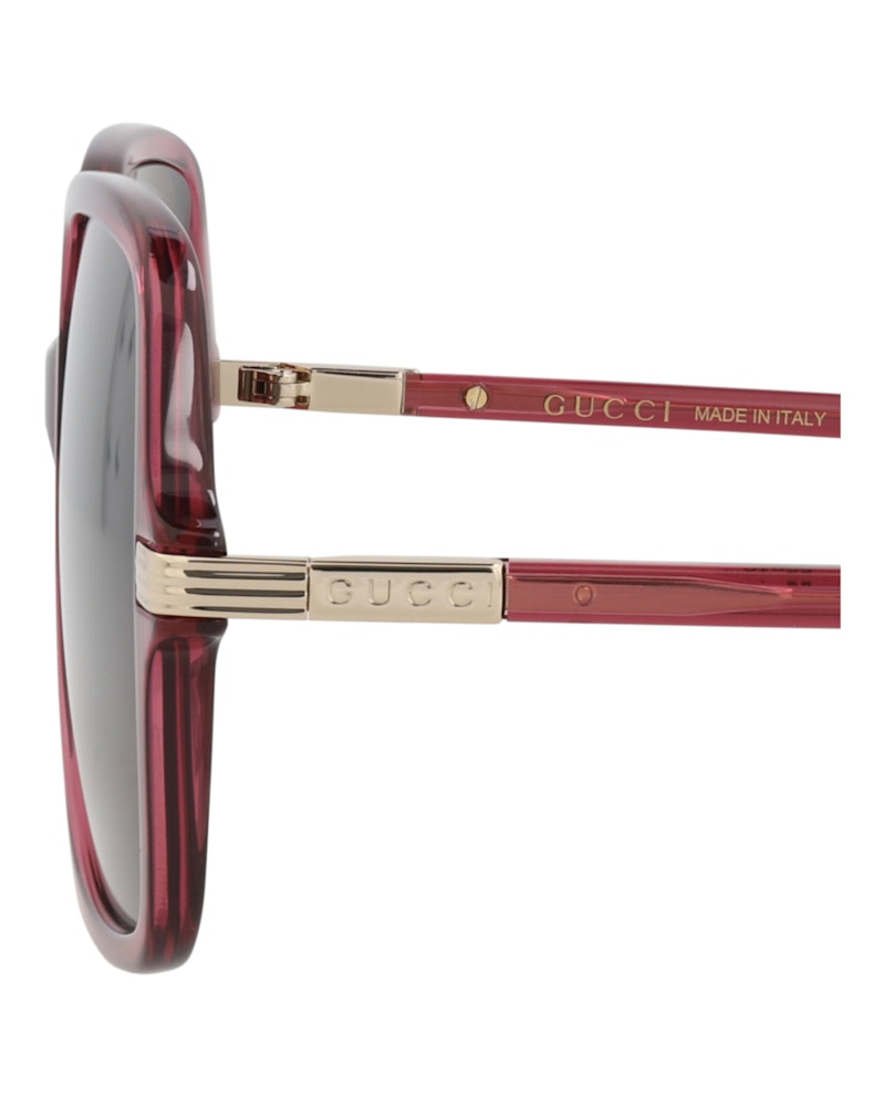 Gucci Square-Frame Recycled Acetate Sunglasses Burgundy Burgundy Brown (GG1449S-30014449-004)