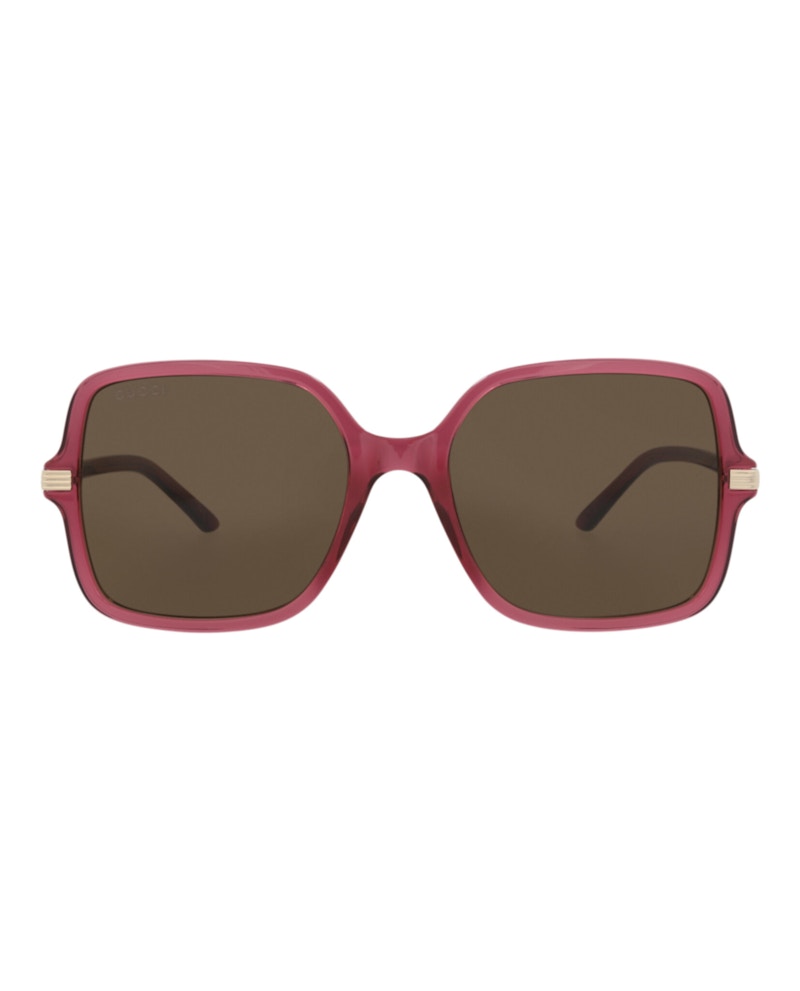 Gucci Square-Frame Recycled Acetate Sunglasses Burgundy Burgundy Brown (GG1449S-30014449-004)