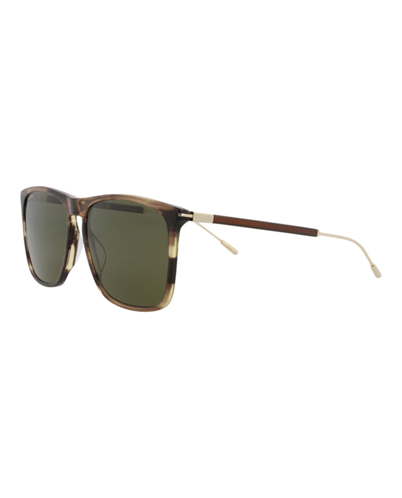 Gucci Square-Frame Recycled Acetate Sunglasses Havana/Gold/Green (GG1269S-30013857-003)