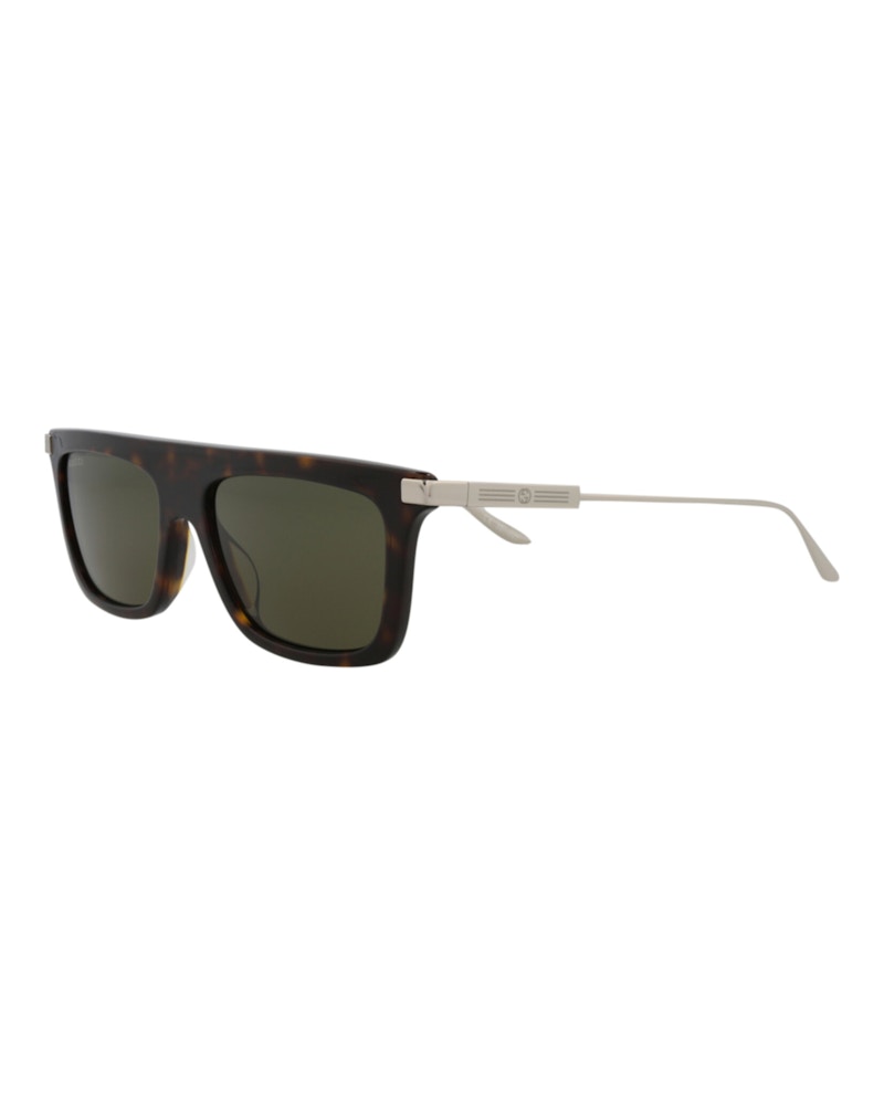 Gucci Square-Frame Recycled Acetate Sunglasses Havana/Silver/Green (GG1437S-30014438-002)