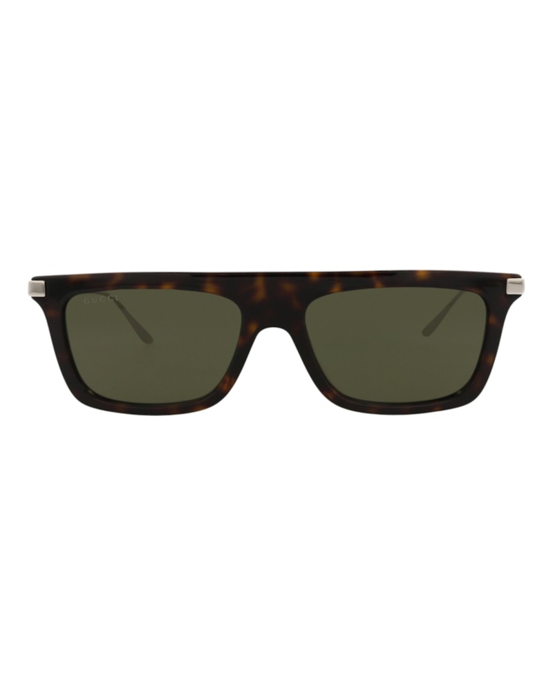 Gucci Square-Frame Recycled Acetate Sunglasses Havana/Silver/Green (GG1437S-30014438-002)