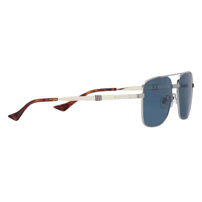 Gucci Square Frame Sunglasses Blue/Silver-tone Metal (755269 I3330 8140)