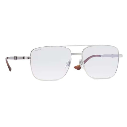 Gucci Square Frame Sunglasses Clear/Silver-tone Metal (755269 I3330 8191)