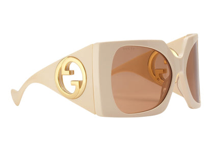 Gucci Square-Frame Sunglasses Shiny Ivory/Gold (733326 J0740 9223)