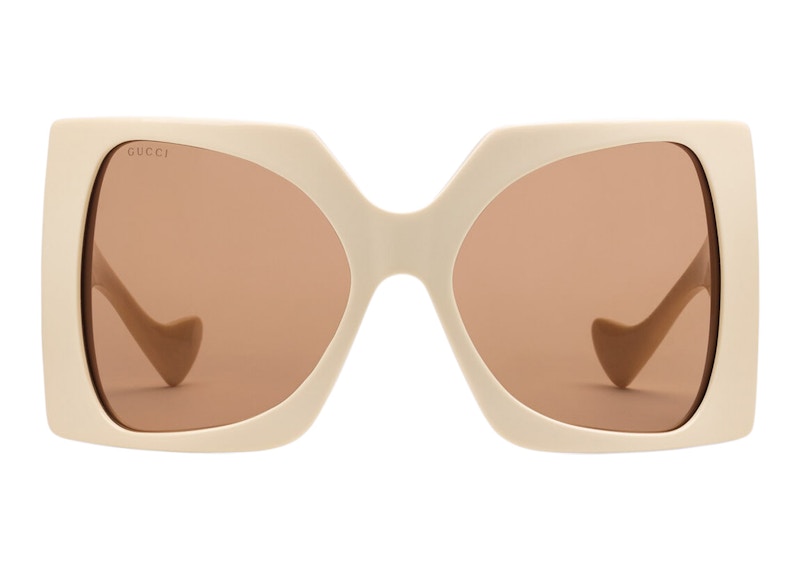 Gucci Square-Frame Sunglasses Shiny Ivory/Gold (733326 J0740 9223)