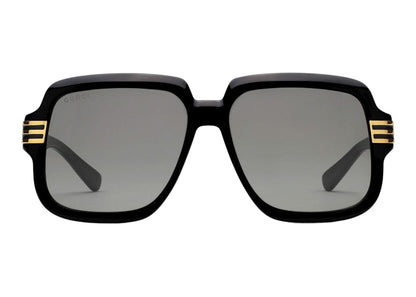 Gucci Square Frame Sunglasses True Black/Gold/Brown (663772 J1691 1012)