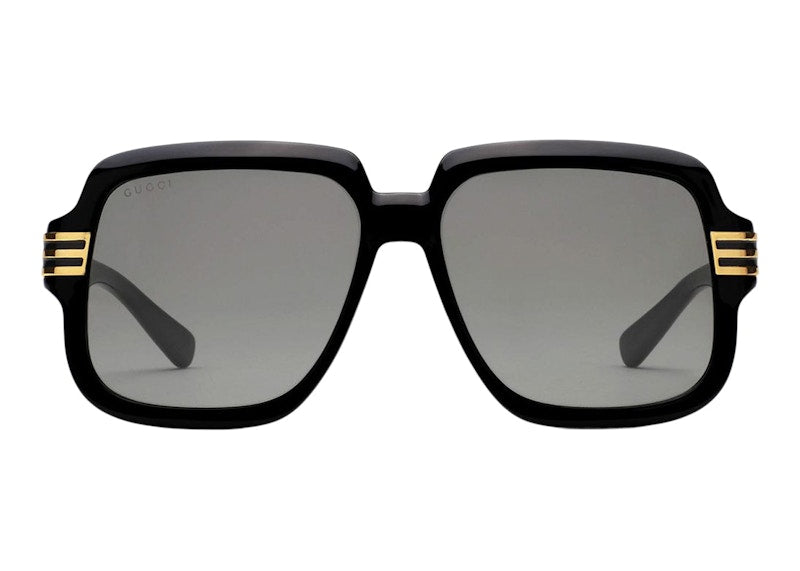Gucci Square Frame Sunglasses True Black/Gold/Brown (663772 J1691 1012)