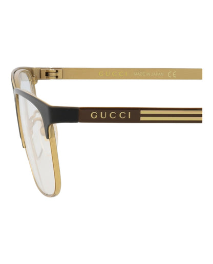 Gucci Square-Frame Titanium Optical Frames Black Brown Transparent (GG0700OJ-30008639-002)
