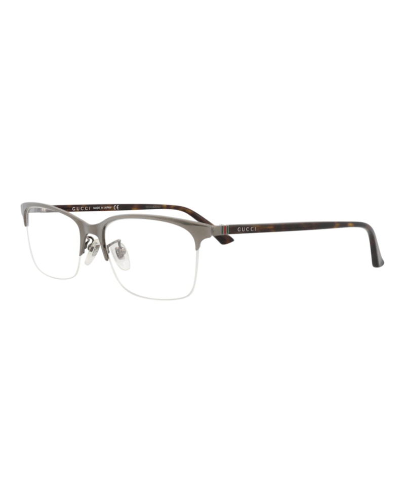 Gucci Square-Frame Titanium Optical Frames Ruthenium Havana Transparent (GG0132OJ-30001567-003)