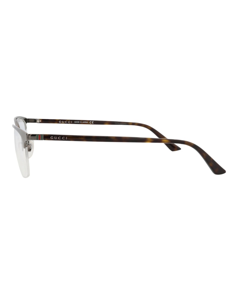 Gucci Square-Frame Titanium Optical Frames Ruthenium Havana Transparent (GG0132OJ-30001567-003)