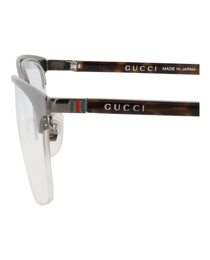 Gucci Square-Frame Titanium Optical Frames Ruthenium Havana Transparent (GG0132OJ-30001567-003)