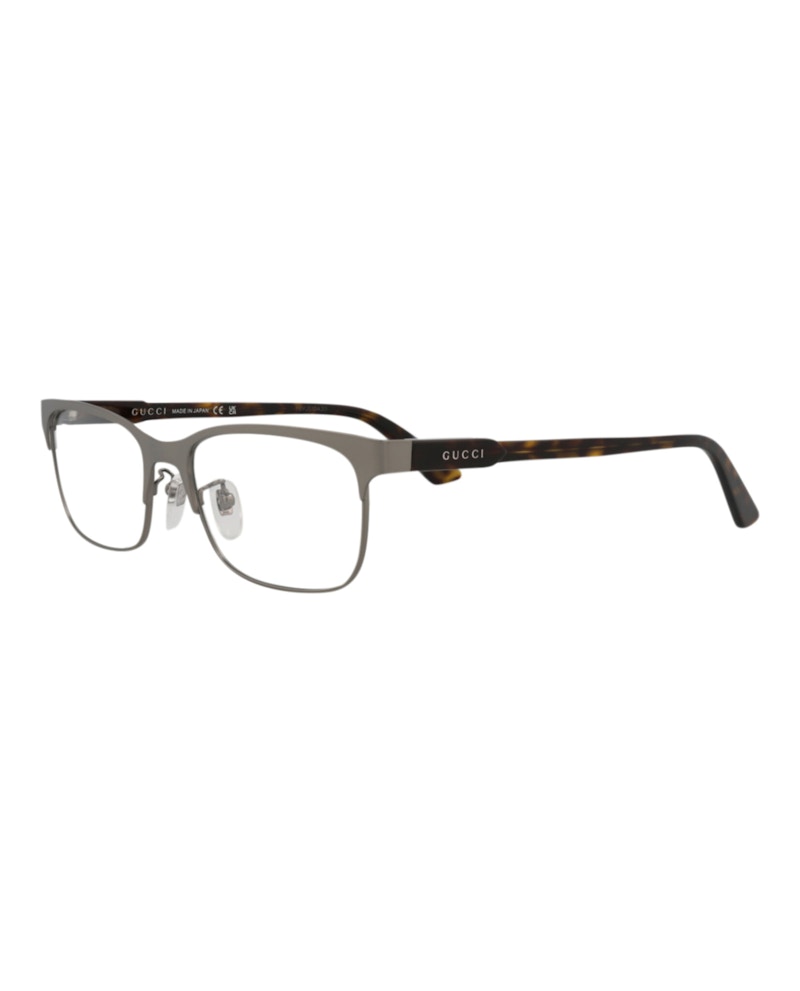 Gucci Square-Frame Titanium Optical Frames Ruthenium Havana Transparent (GG0494OJ-30006523-002)