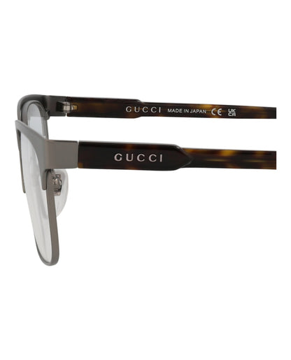 Gucci Square-Frame Titanium Optical Frames Ruthenium Havana Transparent (GG0494OJ-30006523-002)