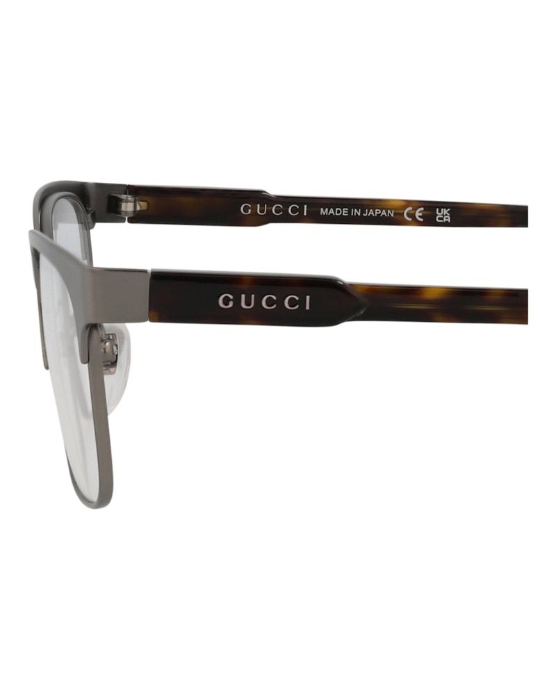 Gucci Square-Frame Titanium Optical Frames Ruthenium Havana Transparent (GG0494OJ-30006523-002)