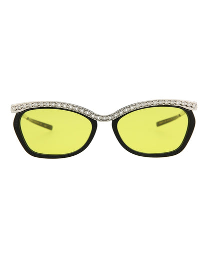 Gucci Square Rectangle Sunglasses Black/Silver/Yellow (GG0617S-30008121-003)