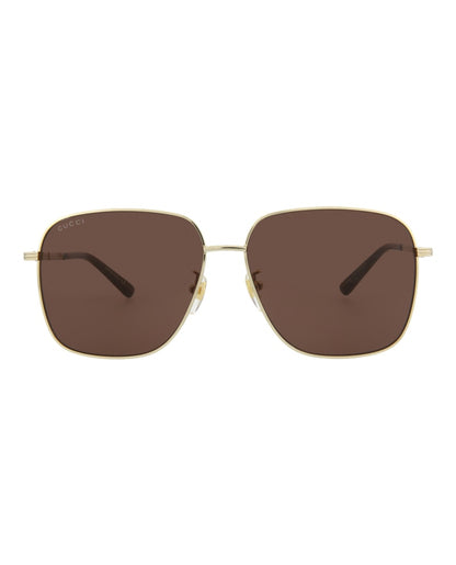 Gucci Square Rectangle Sunglasses Gold/Gold/Brown (GG0987SA-30011194-002)