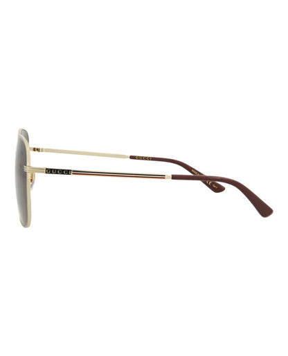 Gucci Square Rectangle Sunglasses Gold/Gold/Brown (GG0987SA-30011194-002)