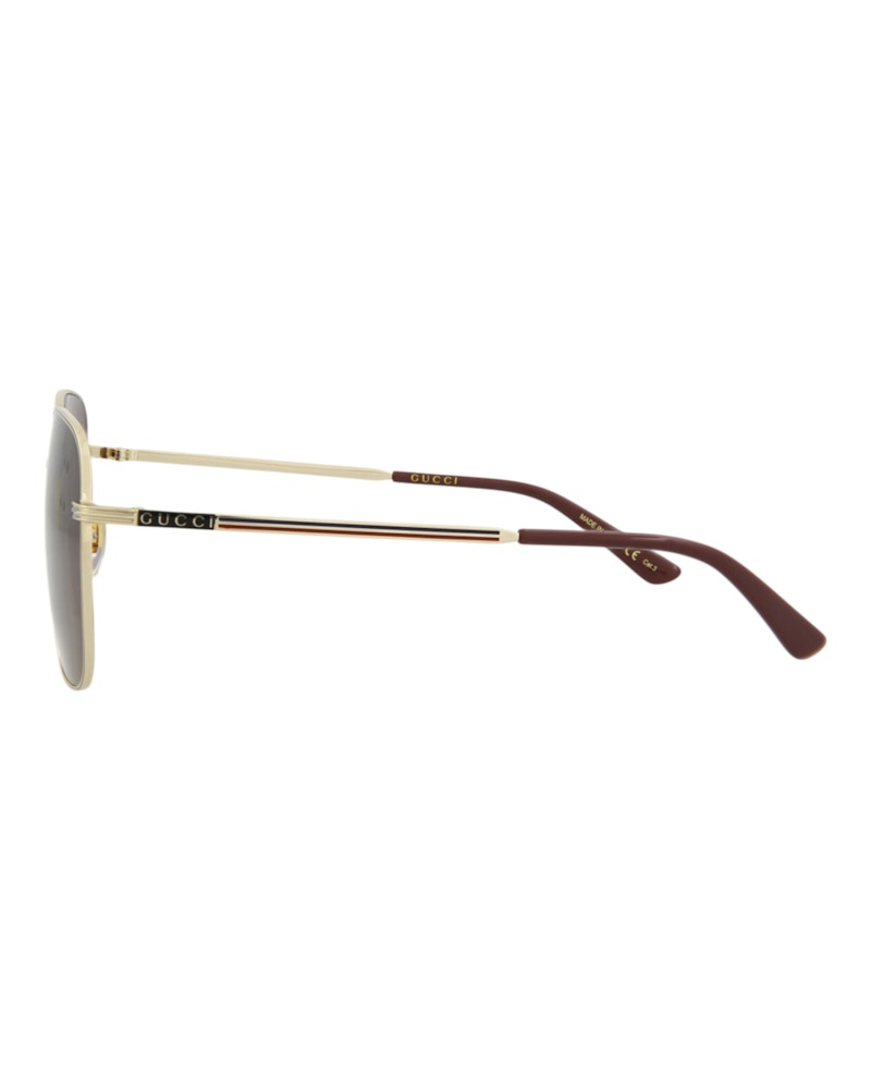 Gucci Square Rectangle Sunglasses Gold/Gold/Brown (GG0987SA-30011194-002)
