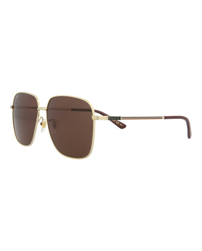 Gucci Square Rectangle Sunglasses Gold/Gold/Brown (GG0987SA-30011194-002)