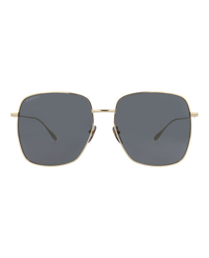Gucci Square Rectangle Sunglasses Gold Gold Grey (GG1031S-30011783-009)