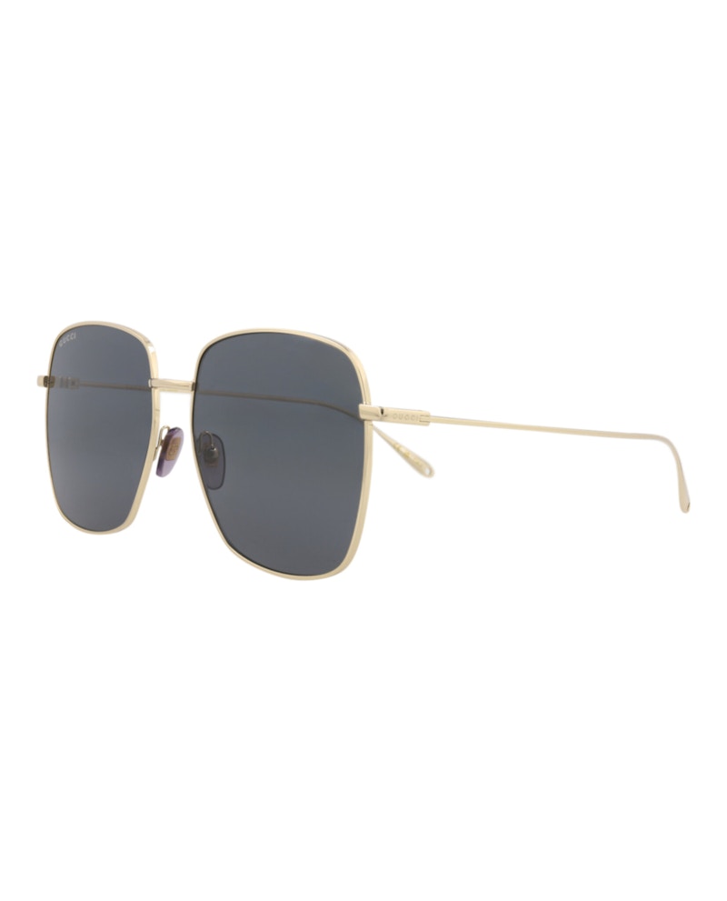 Gucci Square Rectangle Sunglasses Gold Gold Grey (GG1031S-30011783-009)
