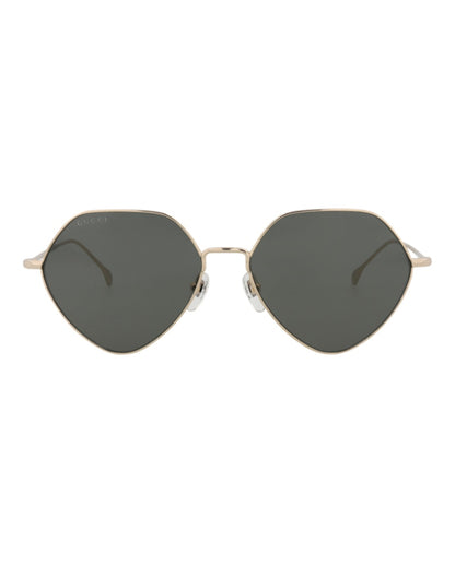 Gucci Square Rectangle Sunglasses Gold/Gold/Grey (GG1182S-30013461-001)