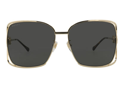 Gucci Square Rectangle Sunglasses Gold/Grey (GG1020S-30011745-002)