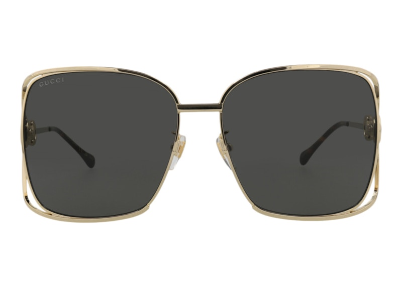 Gucci Square Rectangle Sunglasses Gold/Grey (GG1020S-30011745-002)