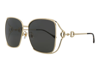 Gucci Square Rectangle Sunglasses Gold/Grey (GG1020S-30011745-002)