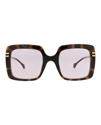 Gucci Square Rectangle Sunglasses Havana Gold Pink (GG1348S-30013935-001)
