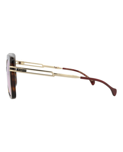 Gucci Square Rectangle Sunglasses Havana Gold Pink (GG1348S-30013935-001)