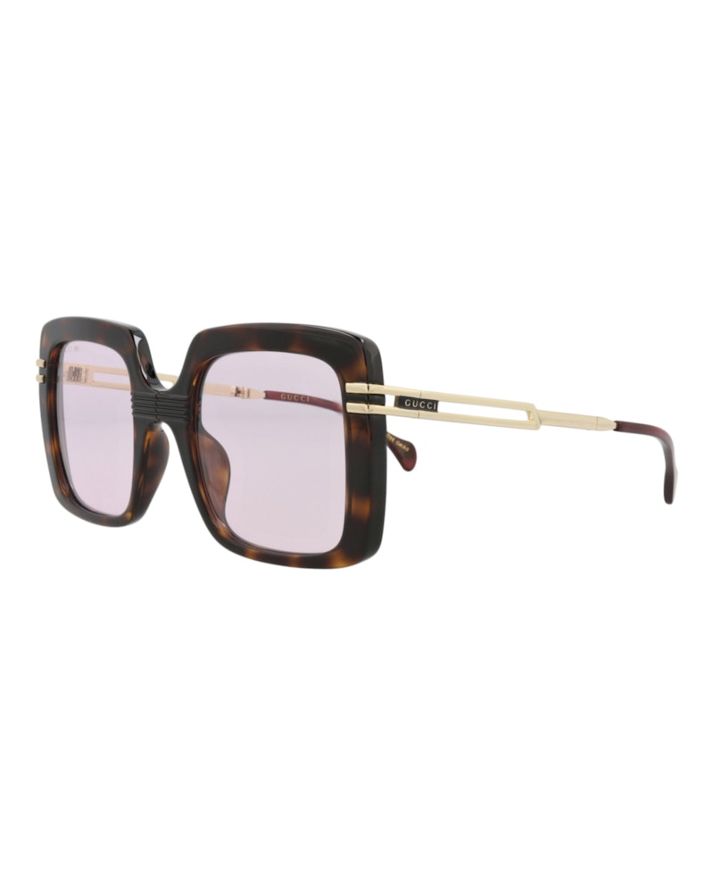 Gucci Square Rectangle Sunglasses Havana Gold Pink (GG1348S-30013935-001)