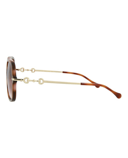 Gucci Square Rectangle Sunglasses Havana/Gold/Red (GG0884SA-30010333-003)