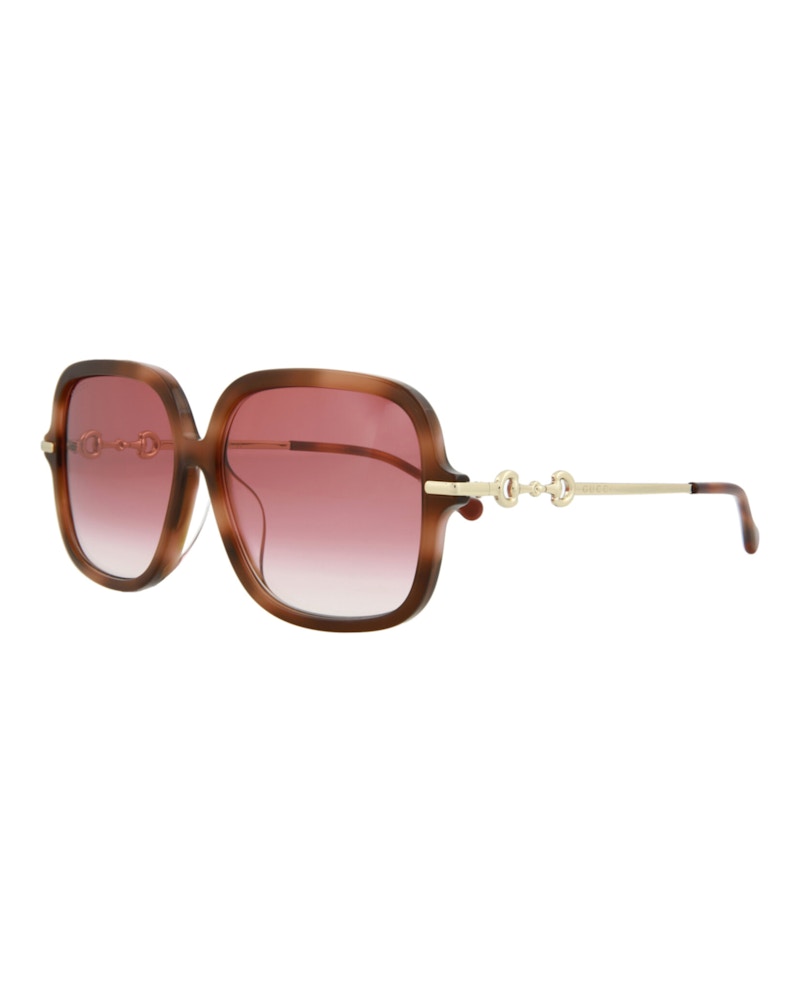 Gucci Square Rectangle Sunglasses Havana/Gold/Red (GG0884SA-30010333-003)