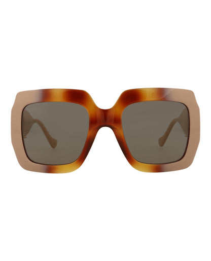 Gucci Square Rectangle Sunglasses Havana/Ivory/Brown (GG1022S-30011773-003)