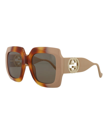 Gucci Square Rectangle Sunglasses Havana/Ivory/Brown (GG1022S-30011773-003)