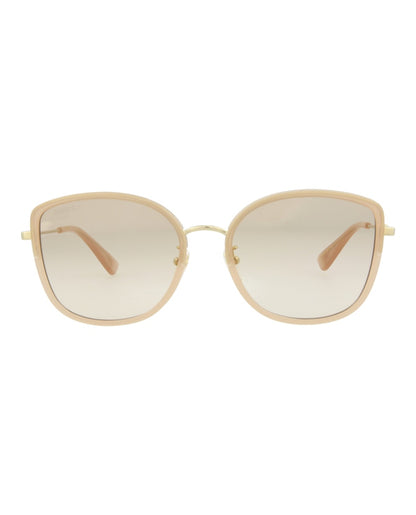 Gucci Square Rectangle Sunglasses Nude/Gold/Pink (GG0606SK-30008209-004)