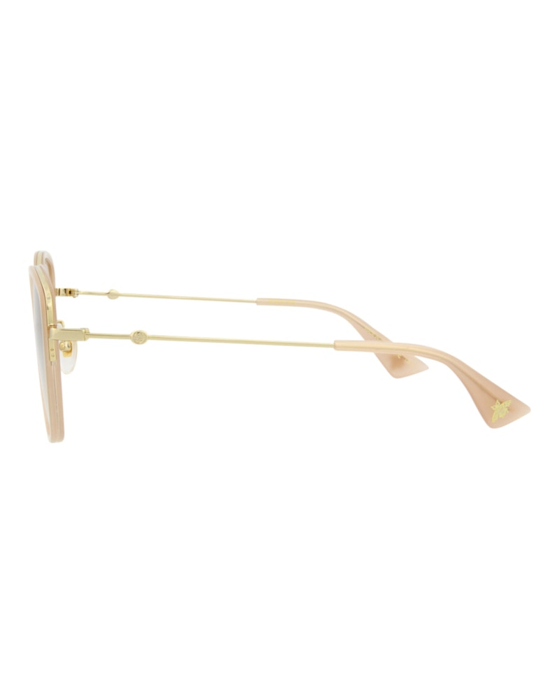 Gucci Square Rectangle Sunglasses Nude/Gold/Pink (GG0606SK-30008209-004)