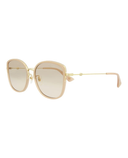 Gucci Square Rectangle Sunglasses Nude/Gold/Pink (GG0606SK-30008209-004)