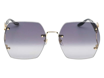 Gucci Square Sunglasses Gold Black Grey (GG1562S-001-62)