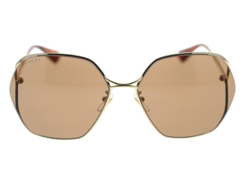 Gucci Square Sunglasses Gold Brown (GG0818SA-002)