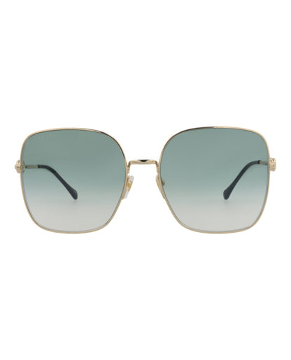 Gucci Square Sunglasses Gold/Gold/Green (GG0879S-30010269-003)