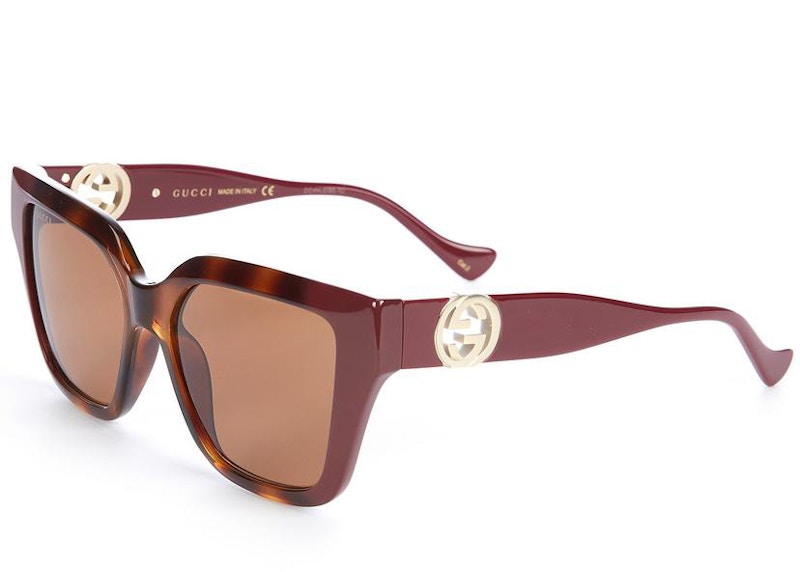 Gucci Square Two Tone Sunglasses Shiny Gold/Green (GG1023S-003)