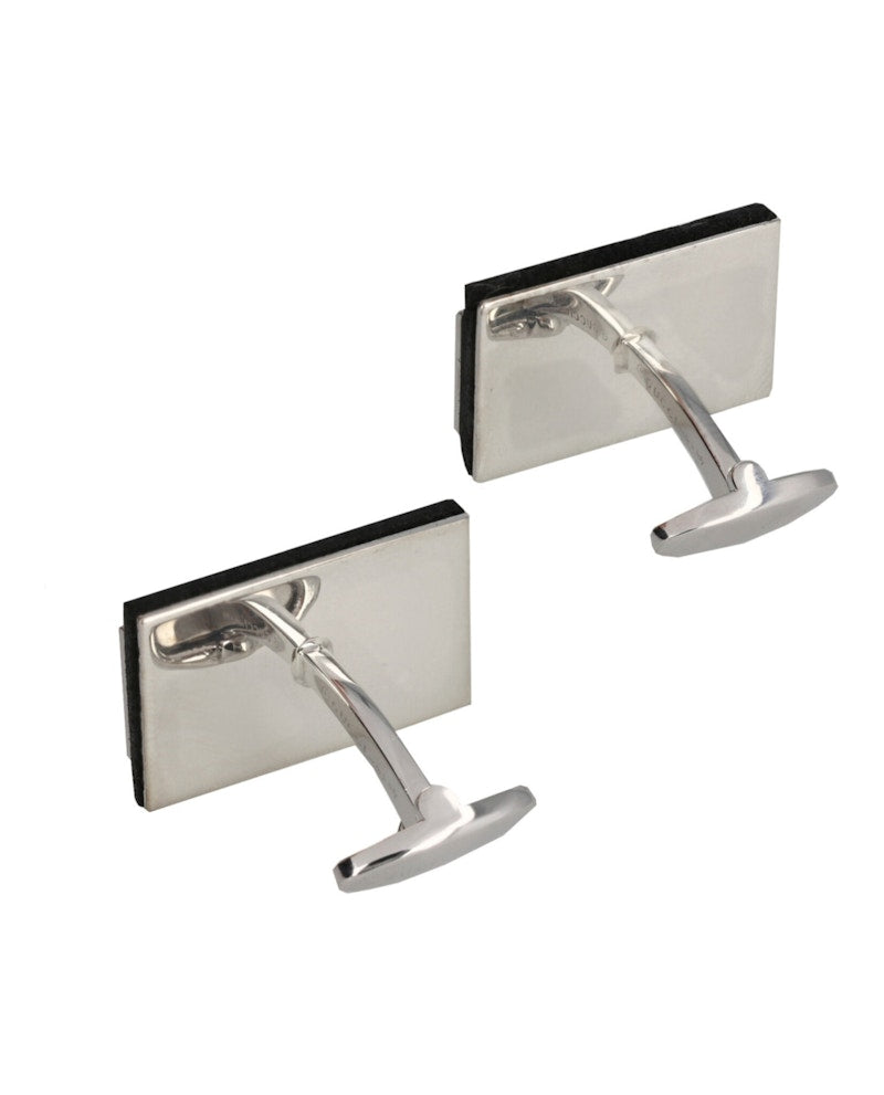 Gucci Sterling Silver And Leather Cufflinks Silver