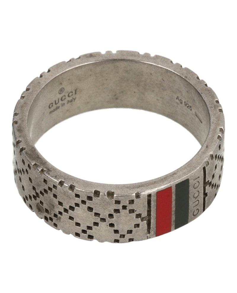 Gucci Sterling Silver Diamond Pattern Ring Silver