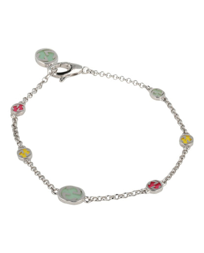Gucci Sterling Silver Enamel Interlocking G Bracelet Silver