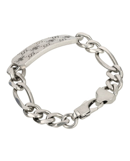 Gucci Sterling Silver GG Signature Bee ID Bracelet Silver