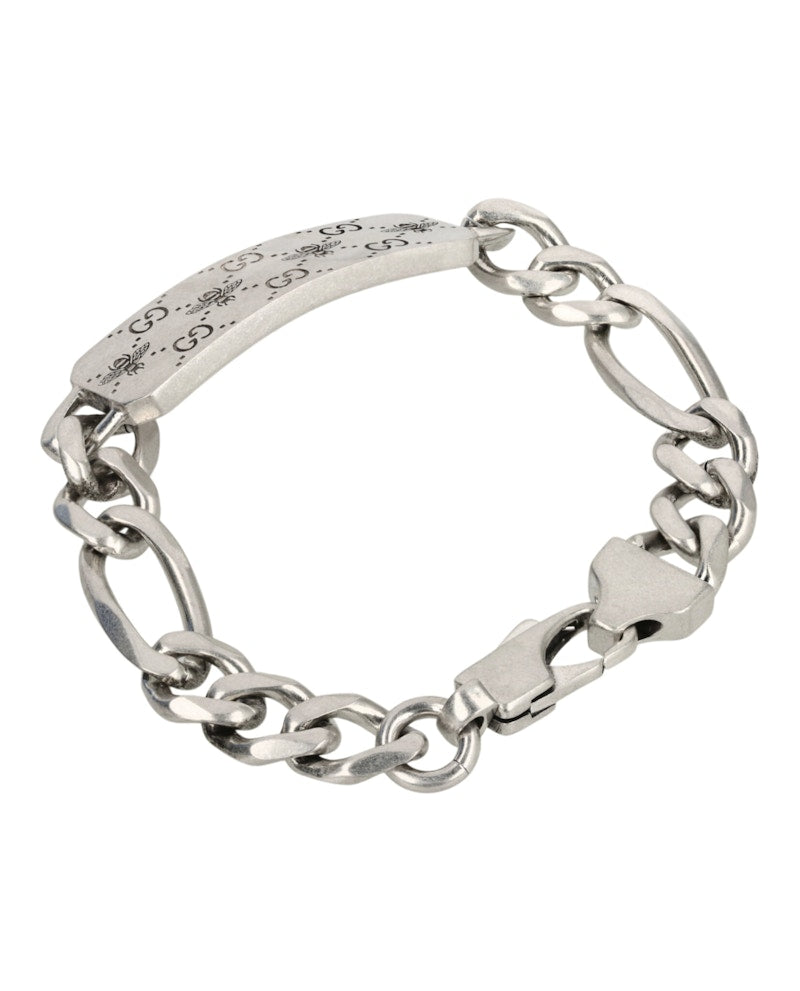 Gucci Sterling Silver GG Signature Bee ID Bracelet Silver