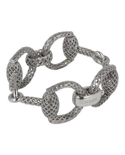 Gucci Sterling Silver Horsebit Diamantissima Bracelet Silver